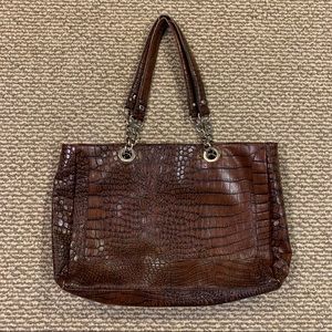 Merona brown faux alligator skin tote